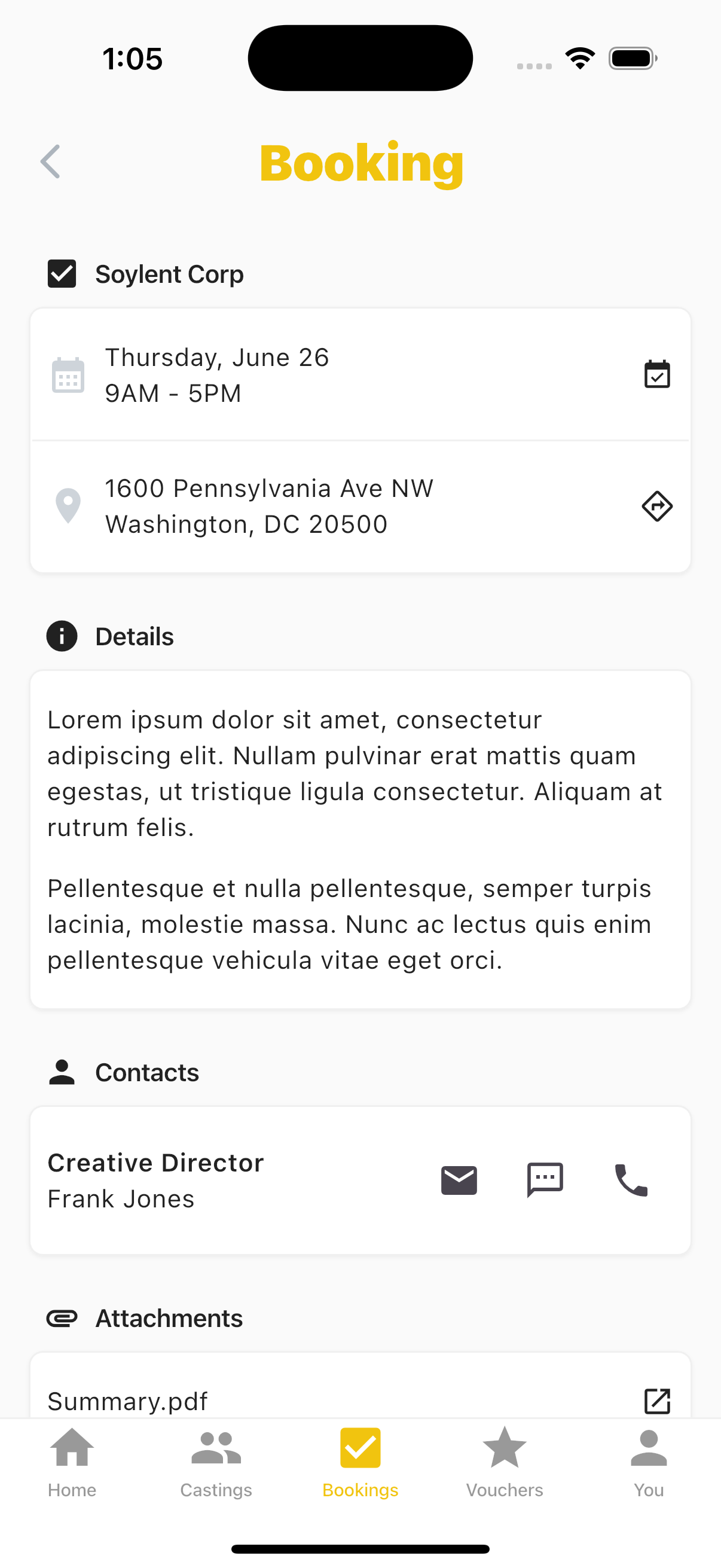 Preview of Modlie app Booking page